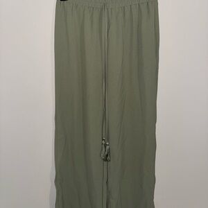 Olive Green Wide-Leg Pants